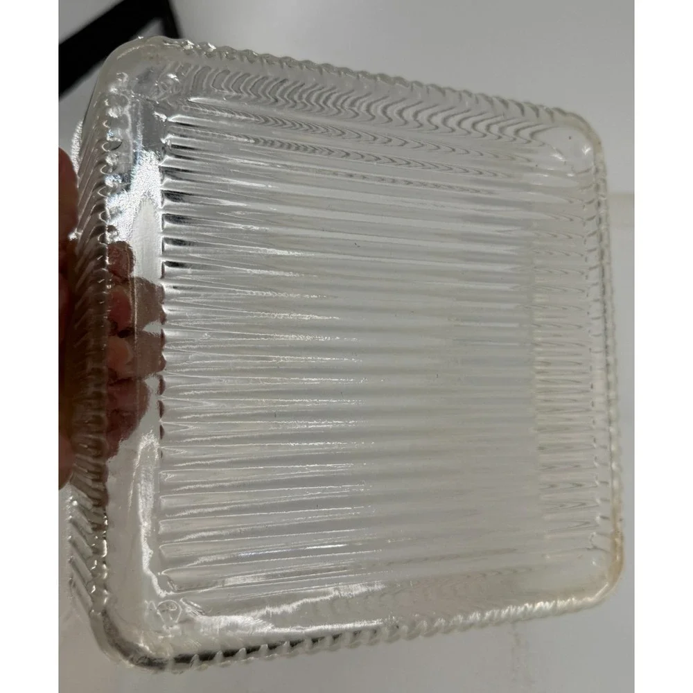 Vintage Clear Glass Square Baking Casserole Serving Dish Ribbed 8.25 Inch